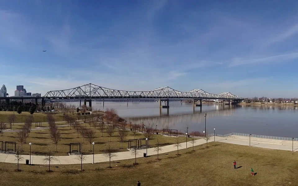 Louisville skyline viewed along the Big Four Bridge